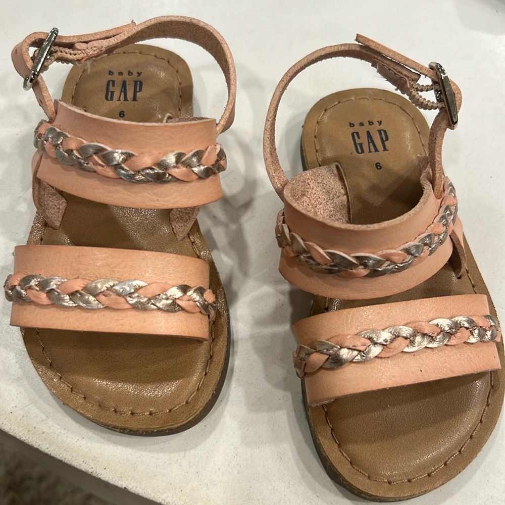 Baby Gap Toddler blush braided adjustable Sandals Size 6
